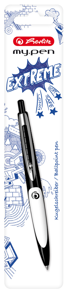 herlitz Stylo à bille rétractable my.pen, noir/blanc