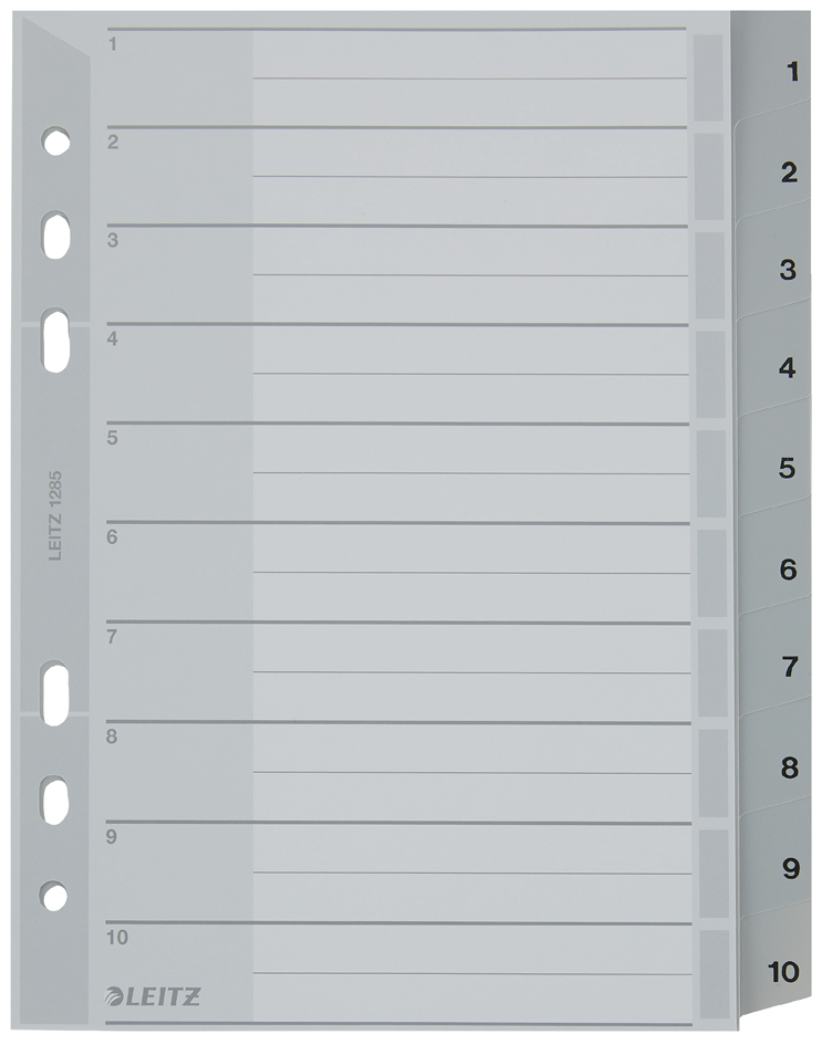 LEITZ Intercalaires en plastique, numéroté, format A5,1-10