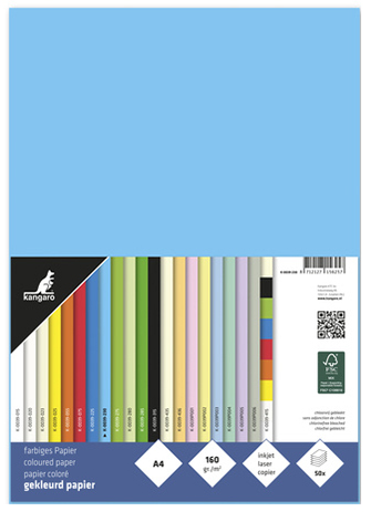 kangaro Papier multifonction, A4, 160 g/m2, bleu azur