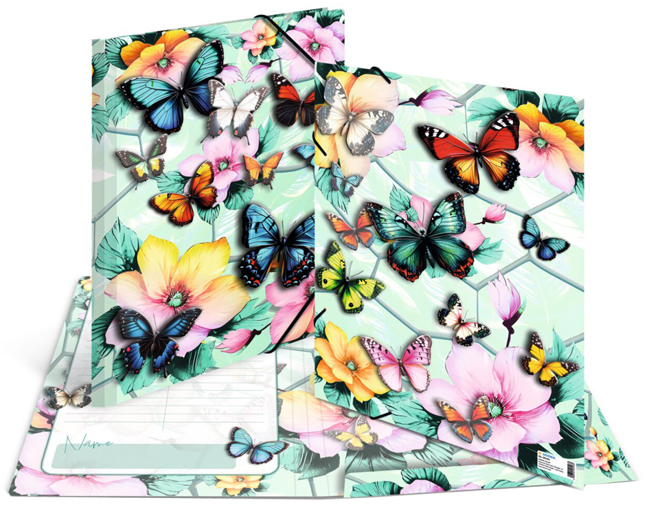 HERMA Chemise à élastique 'Papillons', carton, A3