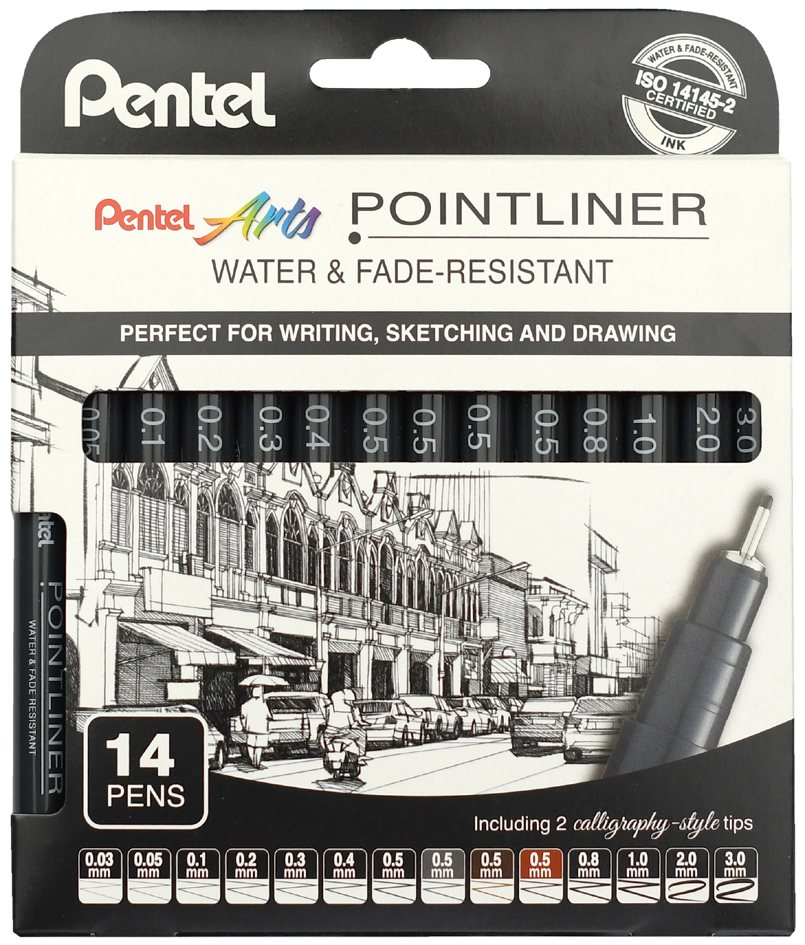 Feutre technique Pointliner, étui de 14