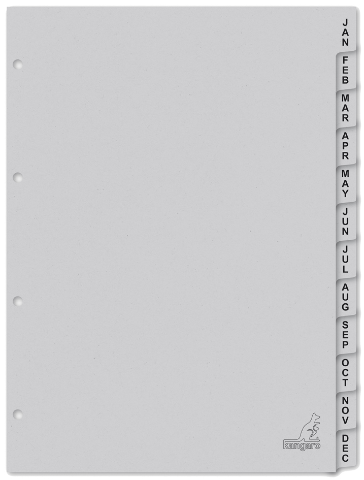 Intercalaires carte, mensuel