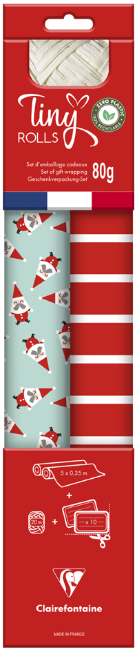 Clairefontaine Set de papiers cadeau de Noël 'Tiny Rolls'