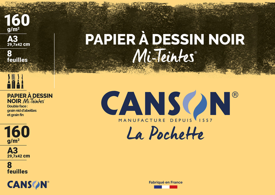 CANSON Papier à dessin couleur 'Mi-Teintes', format A3, noir