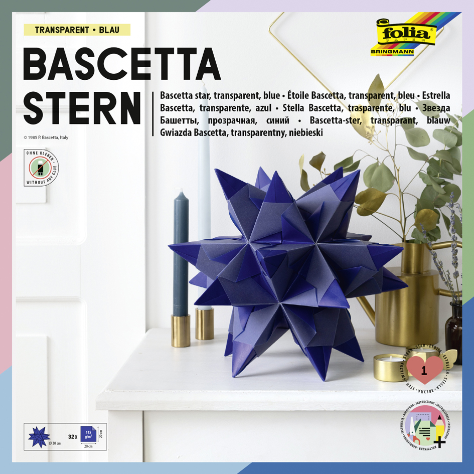 folia Feuille de papier pliable étoile Bascetta, bleu