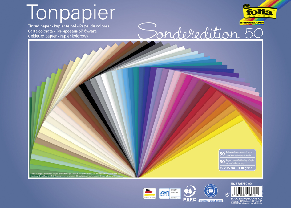 Papiers de couleur (130 g/m2), 25 x 35cm