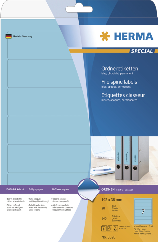 Visuel de référence: étiquettes pour dos de classeur SPECIAL