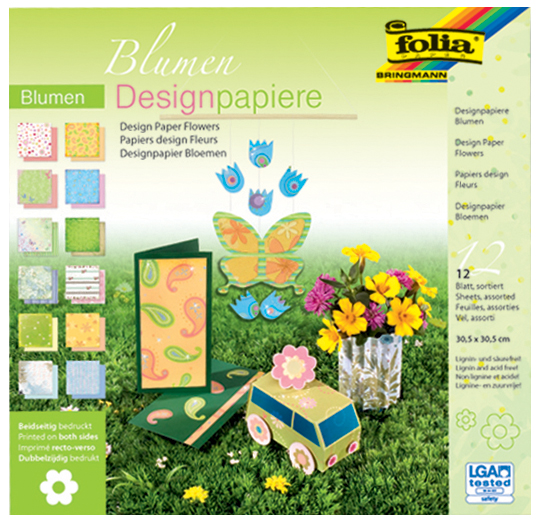 folia Bloc de papier design 'Fleurs', 305 x 305 mm