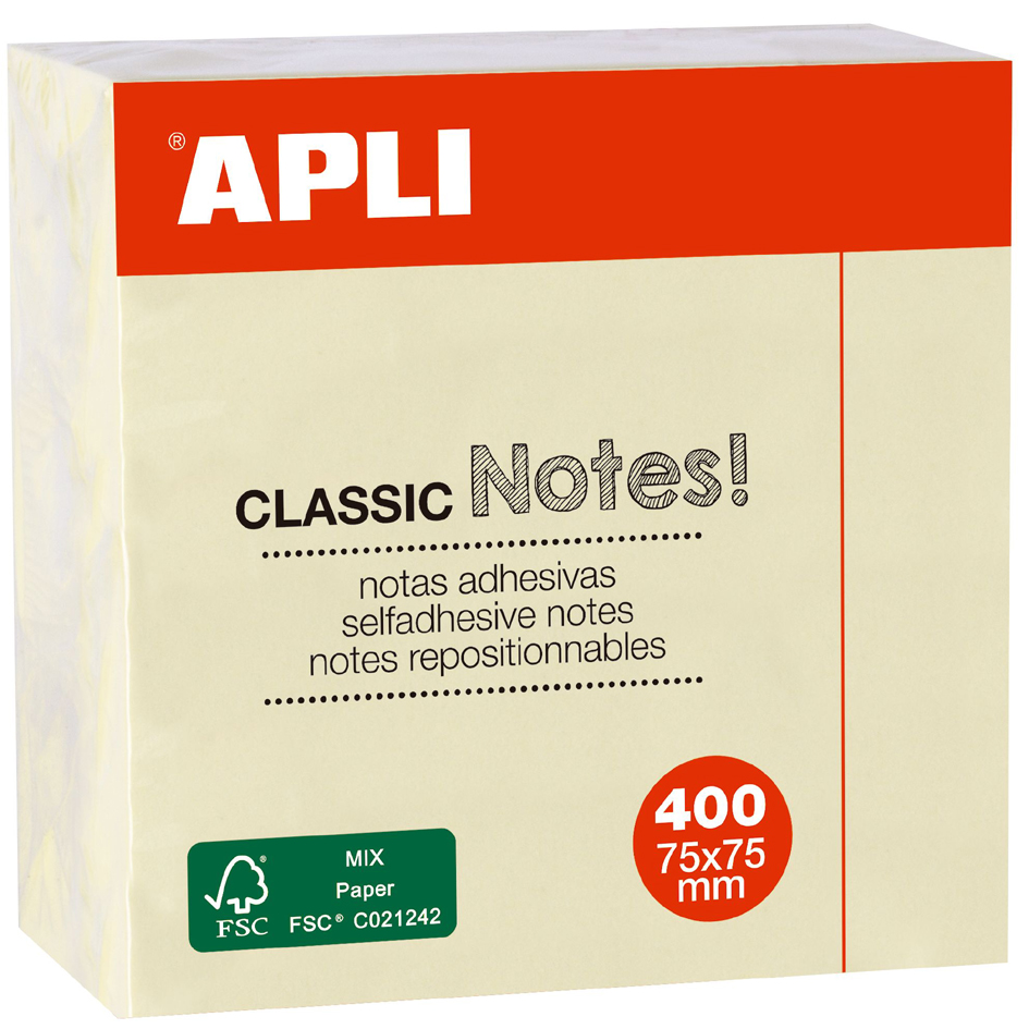 APLI Cube de notes adhésives 'CLASSIC Notes!', 75 x 75 mm