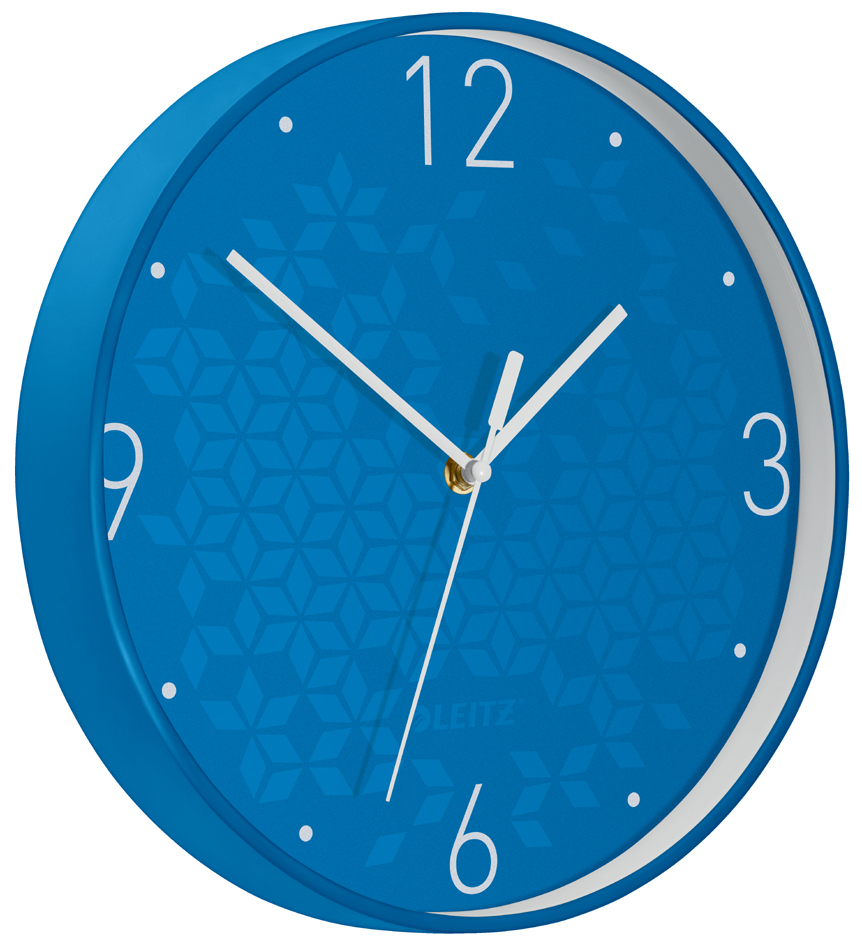 LEITZ Horloge murale WOW, mouvement à quartz, bleu