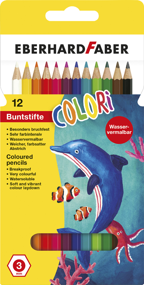 EBERHARD FABER Crayon de couleur COLORI, étui carton de 12