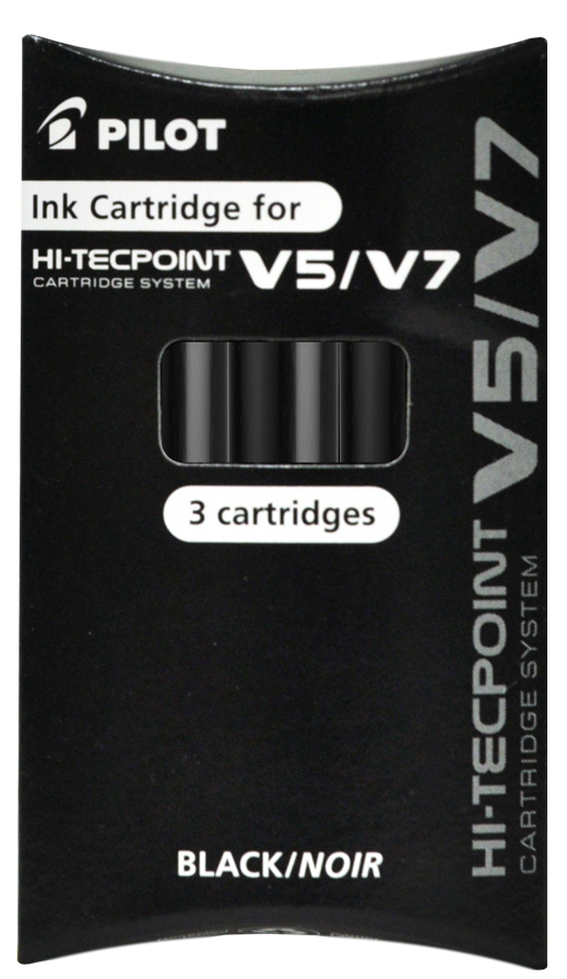Cartouches d'encre pour stylo roller V5/V7 Hi-Tecpoint, noir