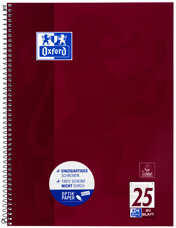 Cahier à spirale, marge à droite en blanc, ligné
