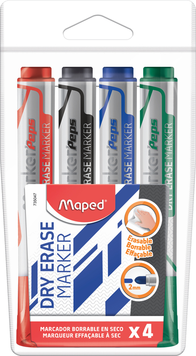 Maped Marqueur tableau blanc Marker'Peps Jumbo, étui de 4