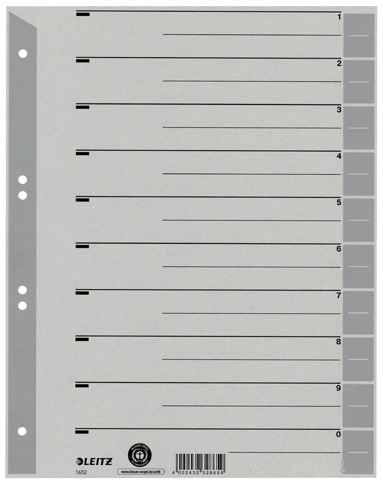 LEITZ Intercalaires, format A4 extra large, en carton solide