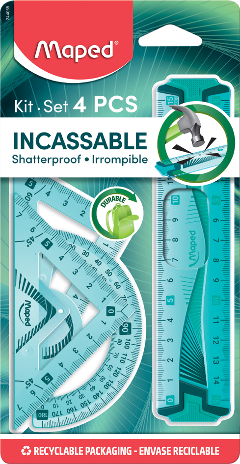 Maped mini kit de géométrie Flex, incassable, 4 pièces