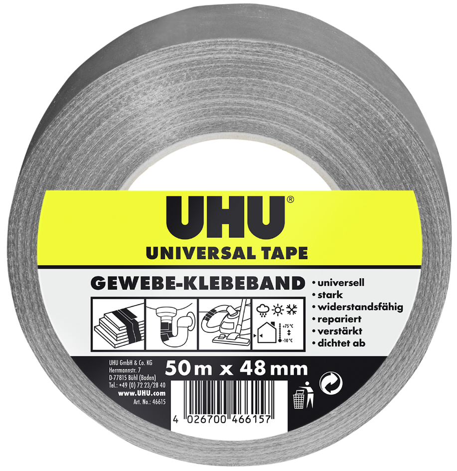 UHU Ruban adhésif toilé universel, 48 mm x 50 m, gris