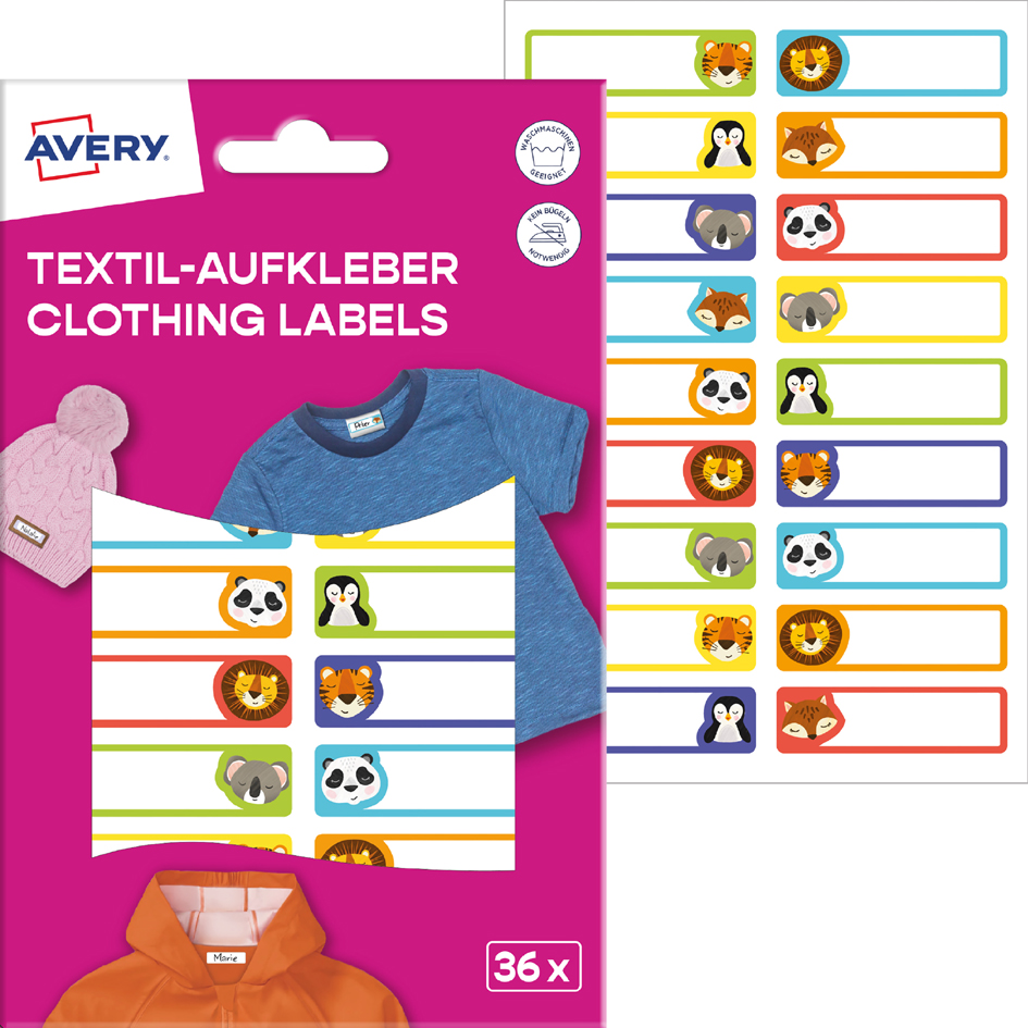 AVERY Étiquette pour textile, 13 x 45 mm, animaux