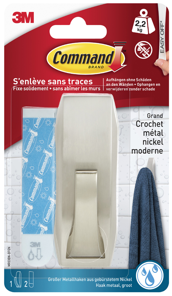 3M Command Crochet pour salle de bain métal 'Modern', argent