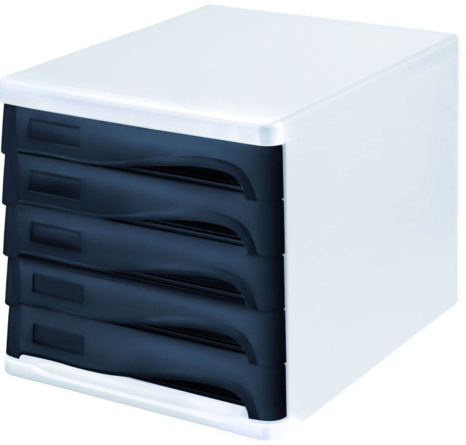 helit Module de classement 'the wave', 5 tiroirs, blanc/noir