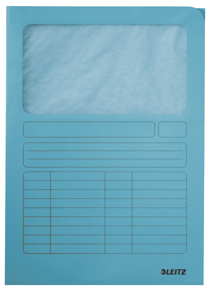 LEITZ Chemise à fenêtre, format A4, carton, bleu clair,