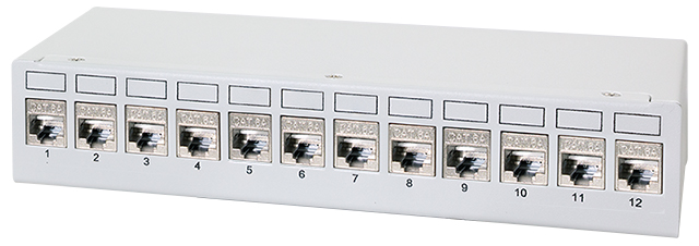 LogiLink Panneau de brassage cat.6A, 12 ports, gris clair