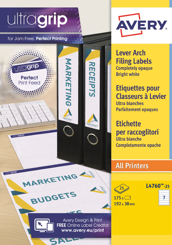 AVERY Etiquette de classement adhésive, 192 x 38 mm, blanc