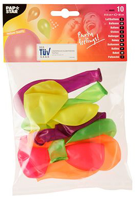 Ballon de baudruche "Fluo", emballage