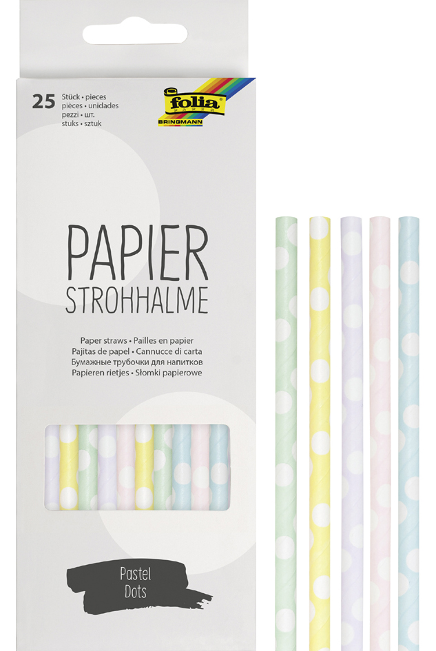 folia Paille en papier 'PASTEL DOTS', longueur : 200 mm