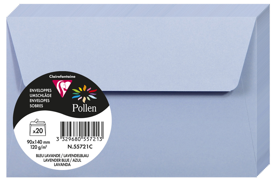 Pollen by Clairefontaine Enveloppes 90 x 140 mm, lavande
