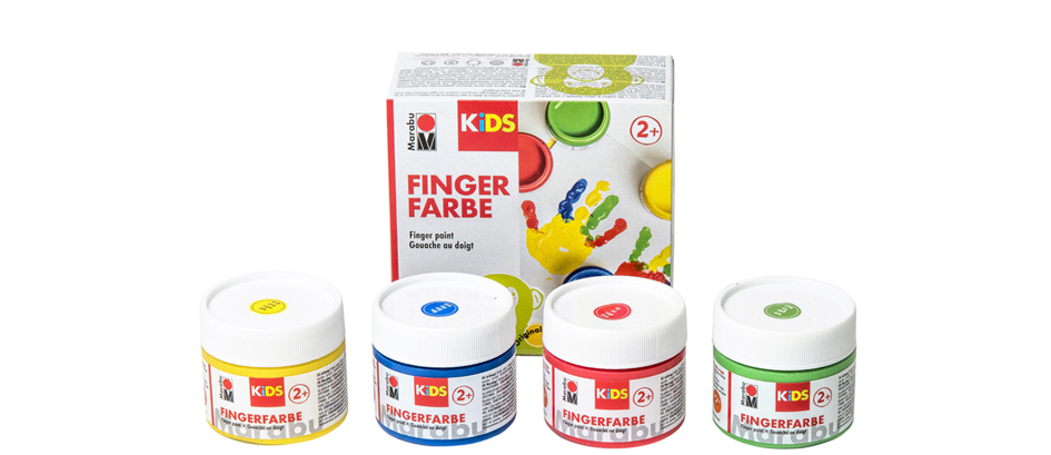 Marabu KiDS Kit de gouache au doigt, 100 ml, kit de 4