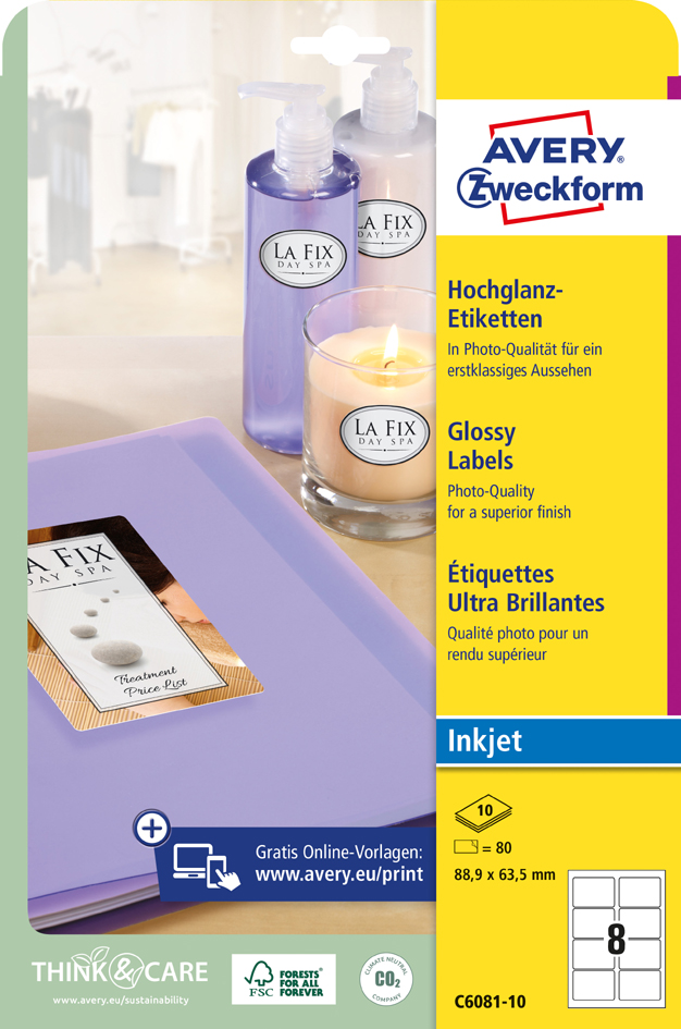 AVERY Zweckform Etiquette ovale jet d'encre/Glossy