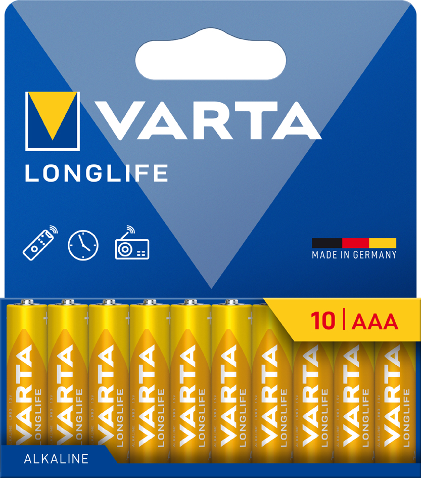 VARTA Pile alcaline 'LONGLIFE', Micro AAA, pack de 10