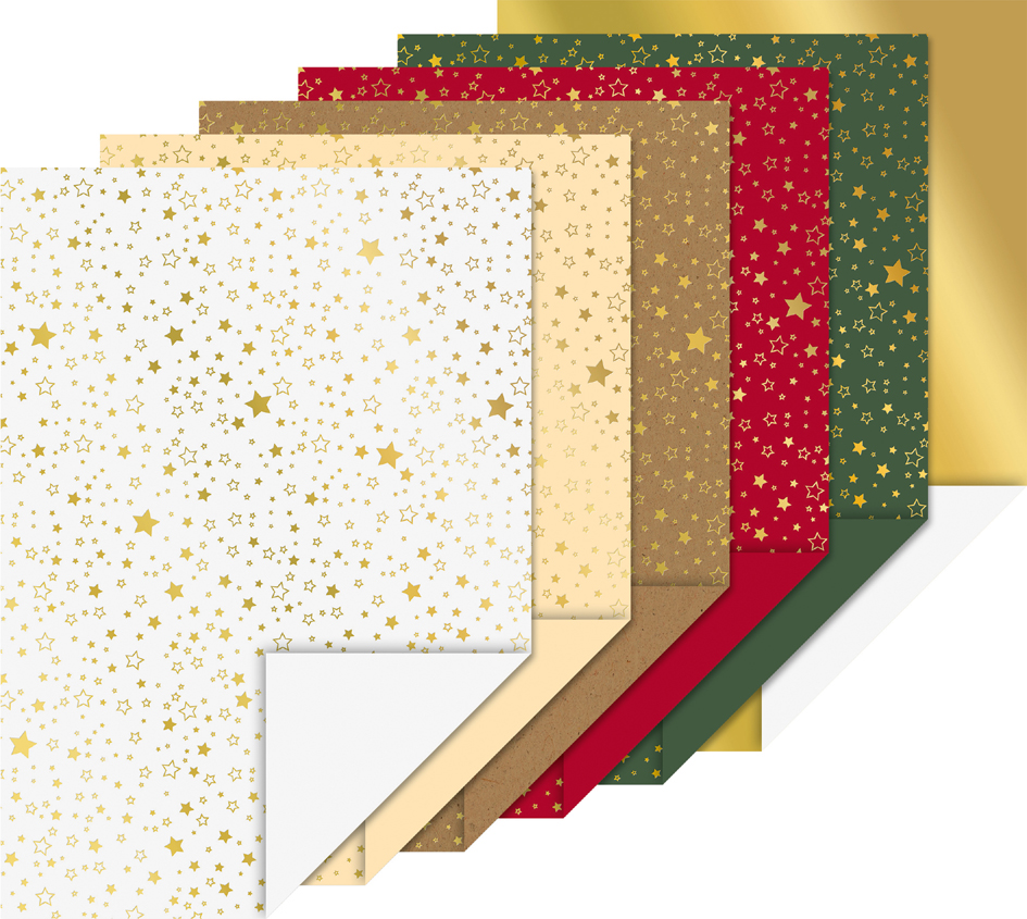 Bloc de cartons de loisirs créatifs « Étoiles de Noël », aperçu des couleurs