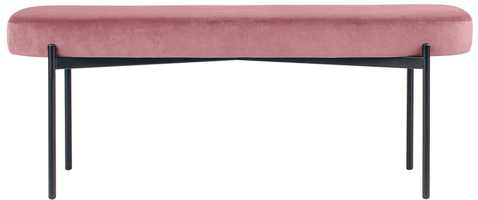 PAPERFLOW Banc oval GAIA, taille L, habillage velours, rose