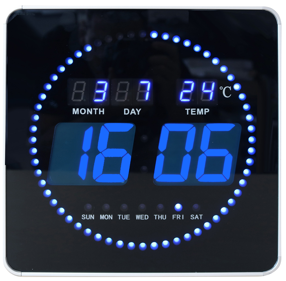 UNiLUX Horloge murale LED FLO, date/température, noir