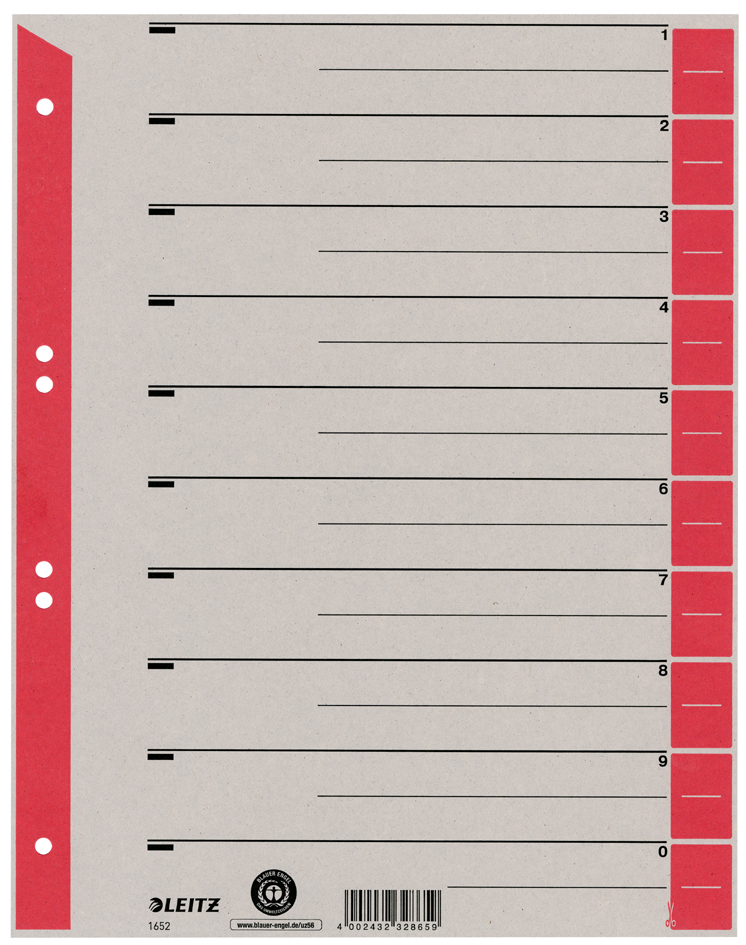 LEITZ Intercalaires, format A4 extra large, en carton solide