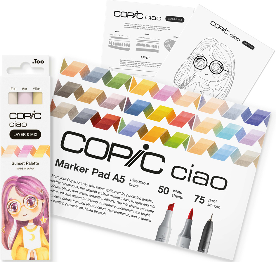 COPIC Marqueur ciao 'LAYER & MIX Manga Starter Set', Sunset