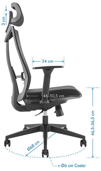 Fauteuil de bureau, dimensions