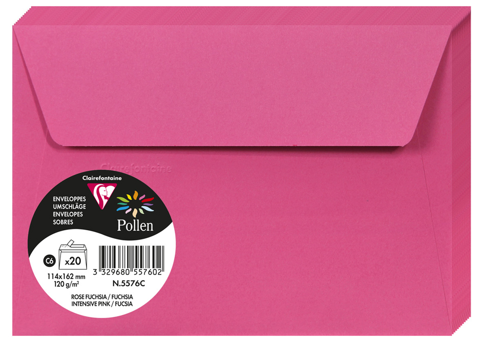 Pollen by Clairefontaine Enveloppes C6, rose fuchsia