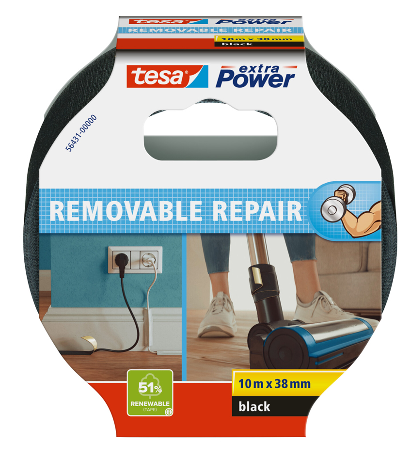 Ruban adhésif toilé extra Power REMOVABLE REPAIR, noir