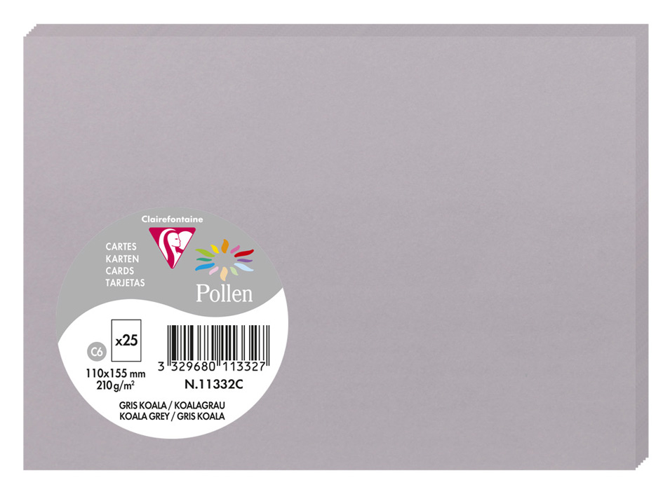 Pollen by Clairefontaine Carte C6, gris koala