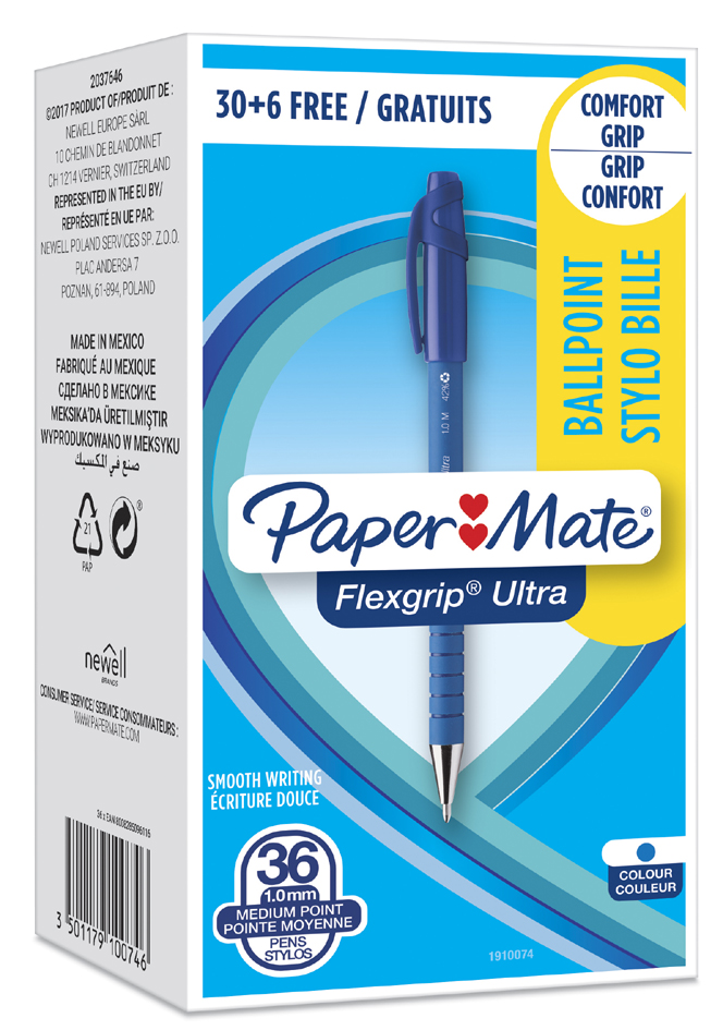 Stylo à bille FlexGrip Ultra, bleu - Value pack