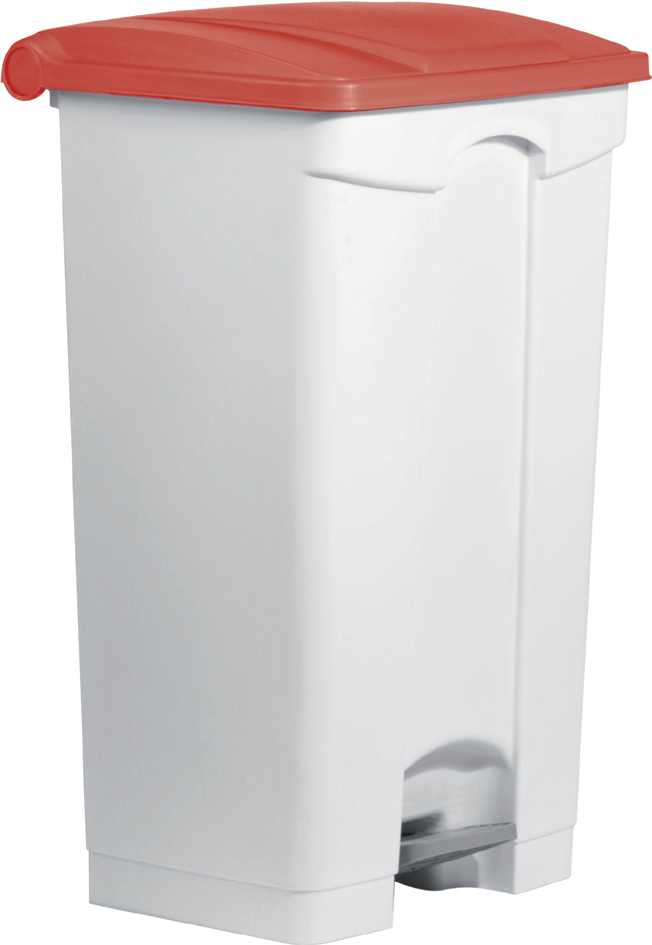 helit Poubelle à pédale 'the step', 90 litres, blanc/rouge