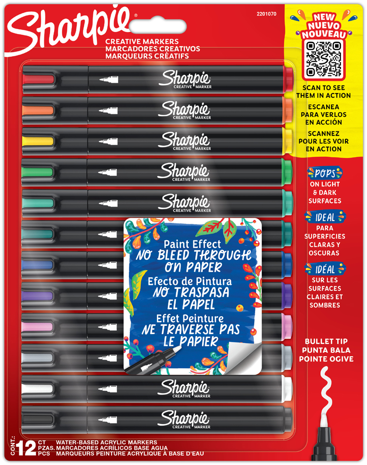 Sharpie Bullet Marqueur créatif, pointe ogive, blister de 12
