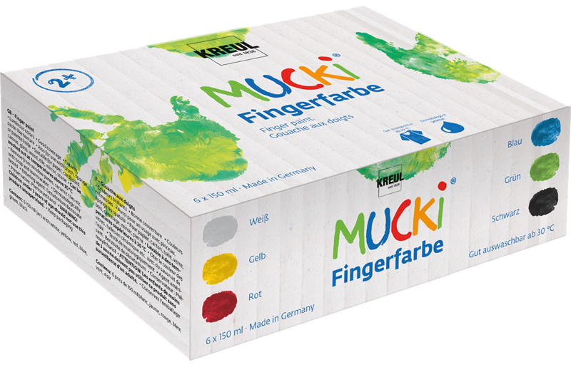 KREUL Gouache aux doigts 'MUCKI', 150 ml, kit de 6