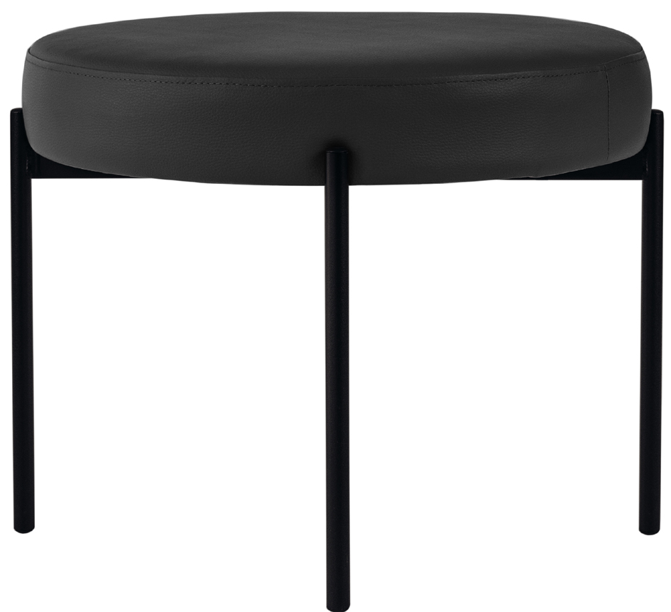 PAPERFLOW Banc GAIA, rond, habillage similicuir, noir