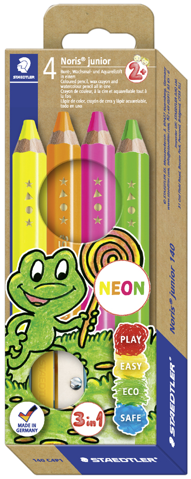 STAEDTLER Crayon de couleur Noris junior FLUO, étui de 4
