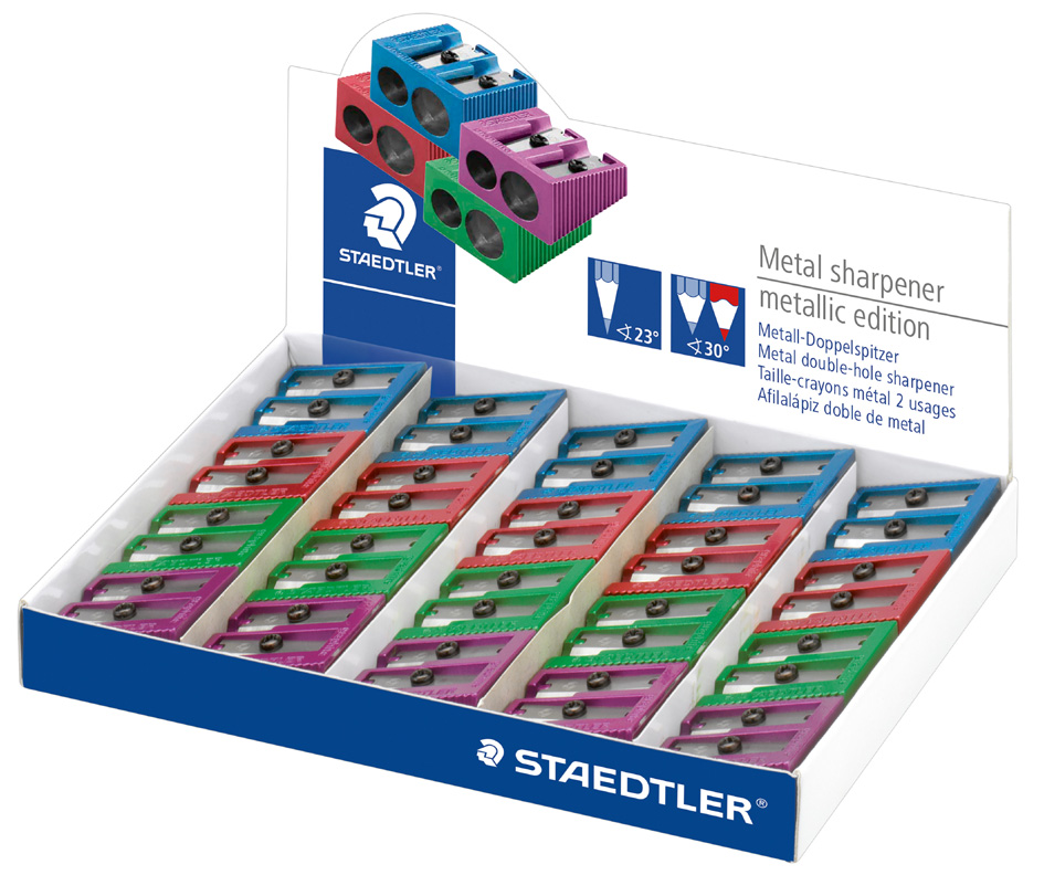STAEDTLER Taille-crayon à 2 trous Metallic, présentoir de 20
