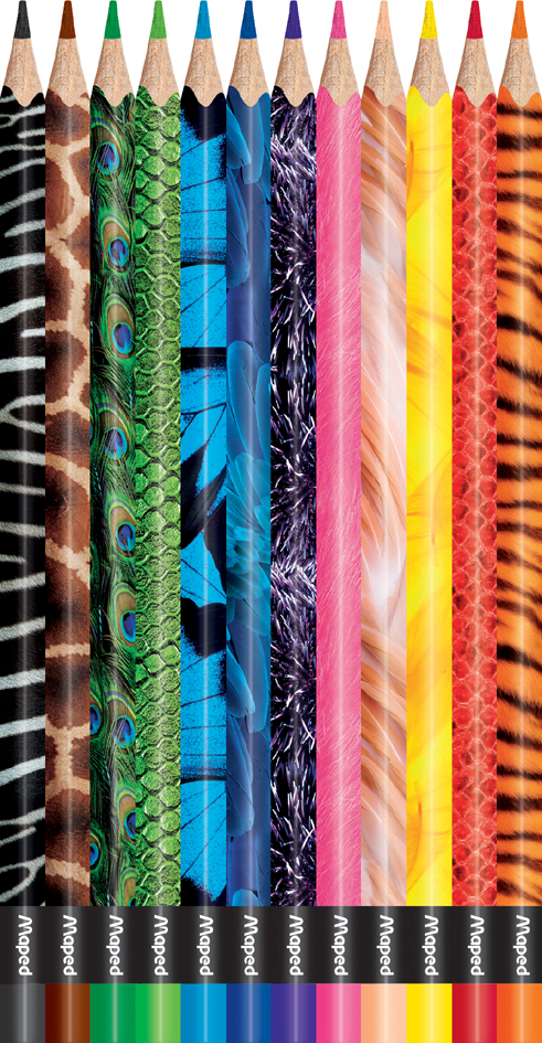 Crayon de couleur triangulaire COLOR'PEPS Animals, 12 couleurs